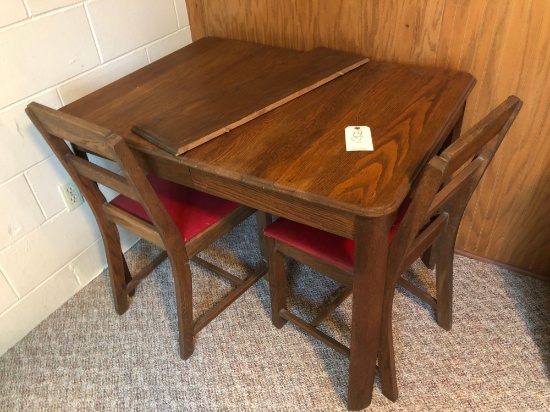 30'' x 40'' x 30'' solid wood table w/(2) chairs & 8'' leaf - No Shipping!