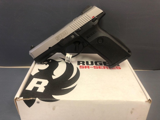 Ruger Mod. 03301, stainless, 9mm luger handgun. SN: 338-04951 w/(2) clips & lock.