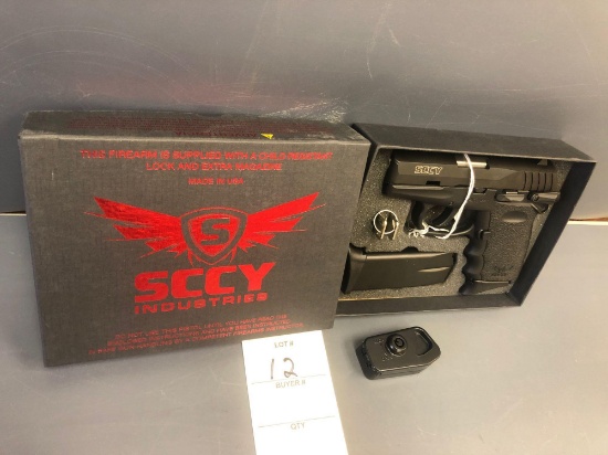 SCCY Mod. CPX1CB 9mm handgun. SN: 601905 w/(2) clips & box.