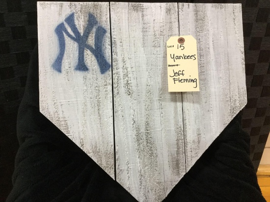 handmade authentic sized pallet wood home plate - NY Yankees (Donated by: Jeff Fleming)