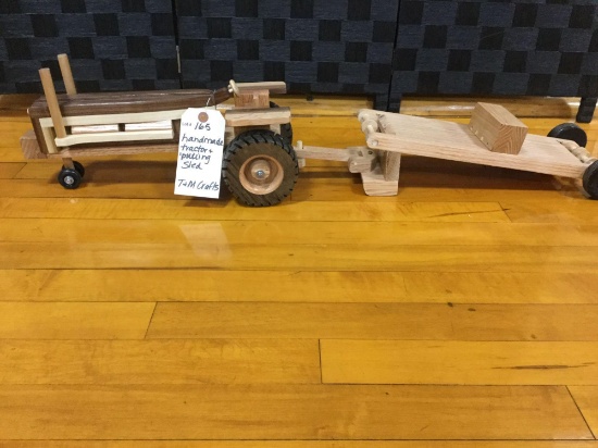 handmade wooden toy - pulling tractor & sled (Donated by: T&M Crafts)
