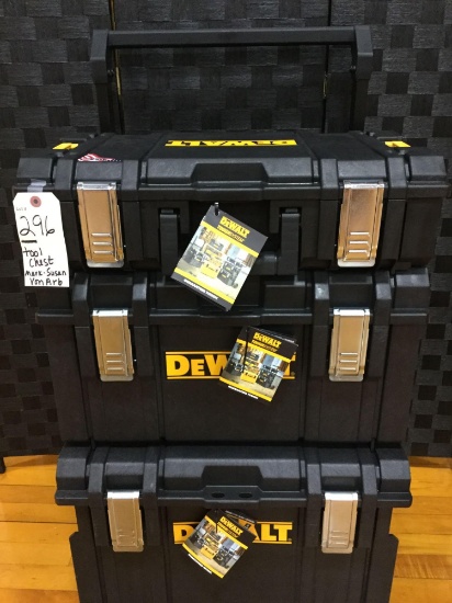 DeWalt toughsystem mobile tool chest with 3 tool boxes (Donated by: Mark & Susan Von Arb)