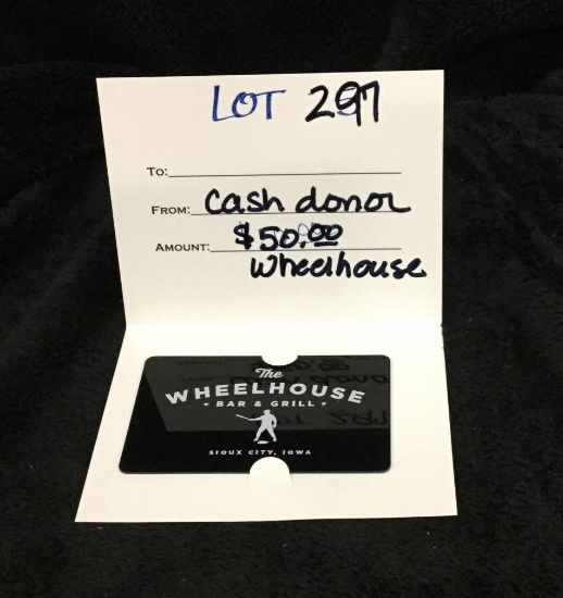 $50 gift card to Wheelhouse Bar & Grill (Donated by: cash donors)