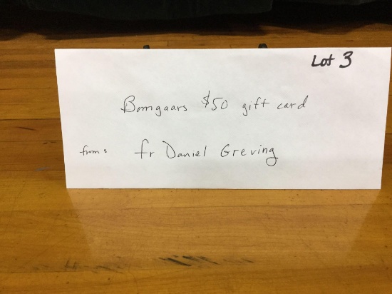$50 gift card to Bomgaars (Donated by: Father Dan Greving)