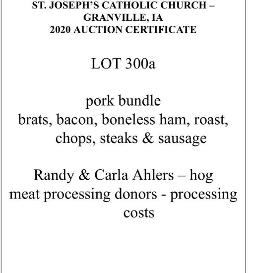 pork bundle - brats, bacon, boneless ham, roast, chops, steaks & sausage (Donated by: Randy and
