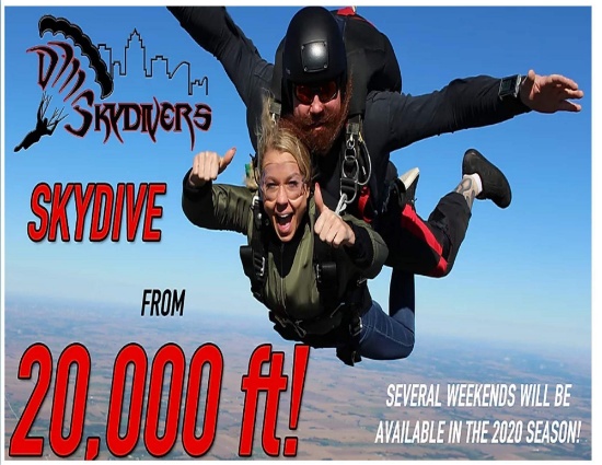 Gift certificate for 1 tandem skydiving experience with Des Moines Skydivers (purchased with a