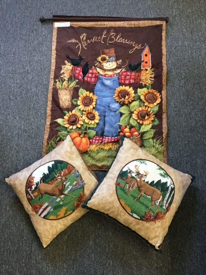 3D Fall Wall hanging & Two Pillows (Sharon Tentinger)