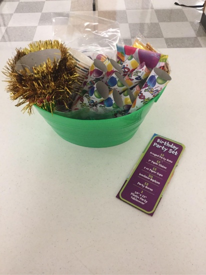 Birthday party gift basket & a $30 cake gift certificate (Dan & Lori Sheehan)