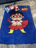 Kids body pillow, large blanket, plush toy (blue)