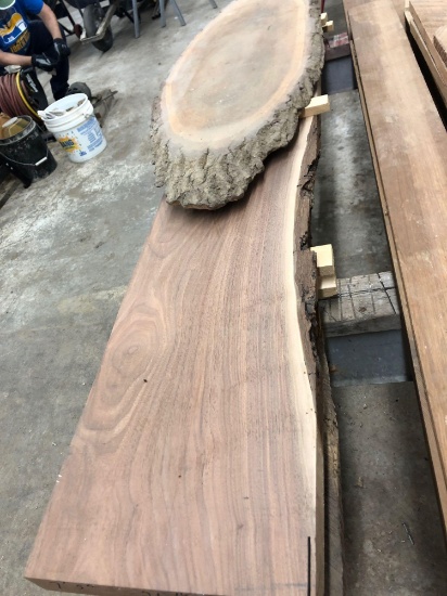 4- pc rough cut solid redwood. No warranty on description on type of wood or board feet