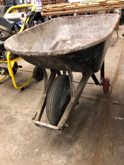 Wheel barrow with pneumatic tire and back gauge wheels. No shipping!