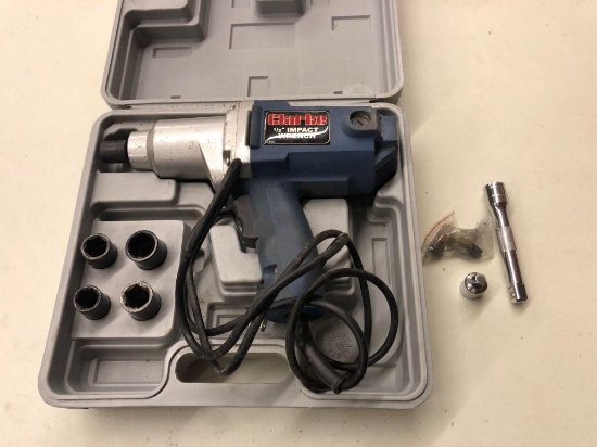 Clarke 1/2'' electric impact wrench with sockets and extensions