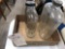 2 ribbed glass refrigerator jars 9 and 10 inches tall.