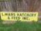 Le Mars Hatchery sign 94 by 23 inches. NO SHIPPING.