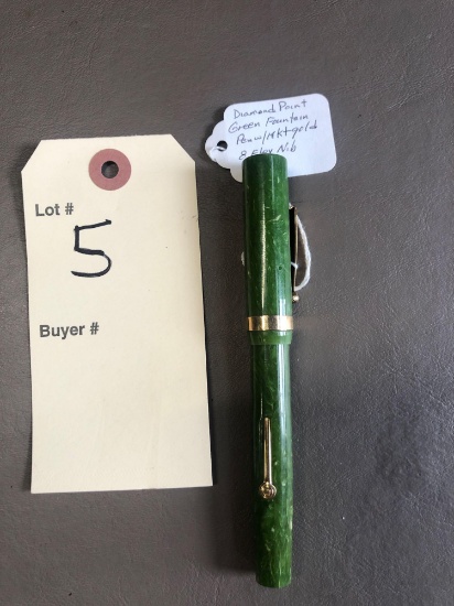 New diamond flat top fountain pen, Jade.