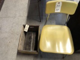 Haywood school chair, yellow Cold Spring beer crate. NO SHIPPING.