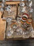 Sherbet glasses, long stem glasses, Fiesta sundae glasses,Shot glasses, brandy glasses.
