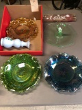 Green cupcake, cookie platter with handle, vase.