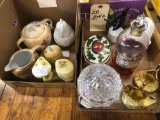 George and Martha Washington salt and pepper, pear shaped jelly jar, pie bird, pyridine medicinal