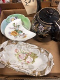 Noritake sauce bowl and spoon Japan, Lefton china hand painted bowl, Prussian clove leaf plate.