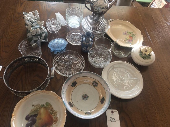 Various glass dishes, bowls, casserole ring, tea pot and more