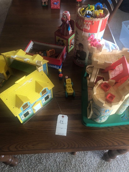 Fisher Price toy castle house, with people and Jack-in-the-Box and Ringa--Majigs. No Shipping