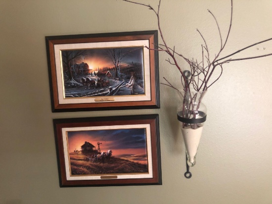 (2) 12.5'' x 18'' Terry Redlin prints, (for amber waves of grain) and "pleasures of winter" plus