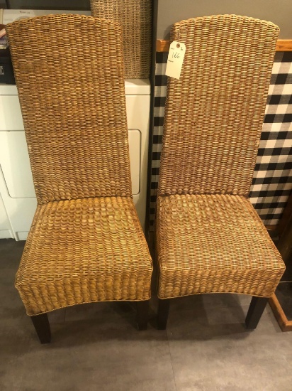 2 High Back Woven Dining Chairs. NO SHIPPING!