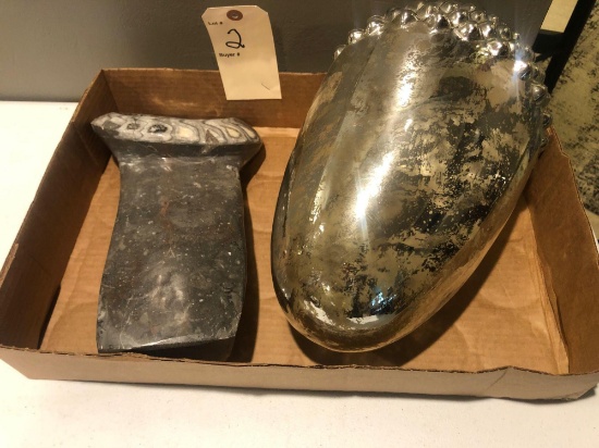 Pair of Stone/Metal table Decor