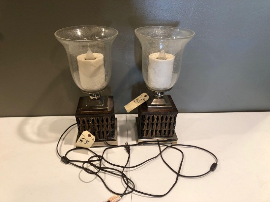 Pair of Glass Shade Table Lamps (1 w/a small chip on shade) - NO SHIPPING