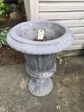 Cement Flower Pot w/Pedestal (some damage)- NO SHIPPING
