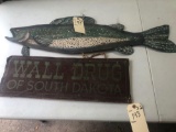 Wall Drug Sign and Decorative Metal Fish