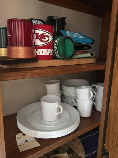 Set of Corning Dishes, 2 Corelle Bowls, Koozies and More