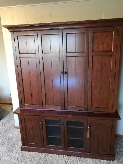 Wood Stepback Entertainment Cabinet 5' W x 20'' D x 76'' T. NO SHIPPING AVAILABLE!