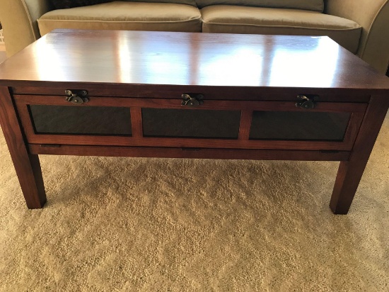 Oak Coffee Table w/ Glassfront door 46'' L x 24'' D x 19'' T. NO SHIPPING AVAILABLE!