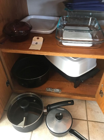 Pyrex Baking Dishes w/lids, T-Fal Sauce Pan, Presto Electric Skillet, and More