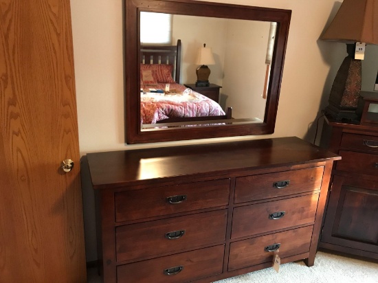 Kincaid 6 Drawer Dresser 64''W x 183/4 D x 36''T w/46''Wx36''T Bevel Edge Frame Mirror. NO SHIPPING