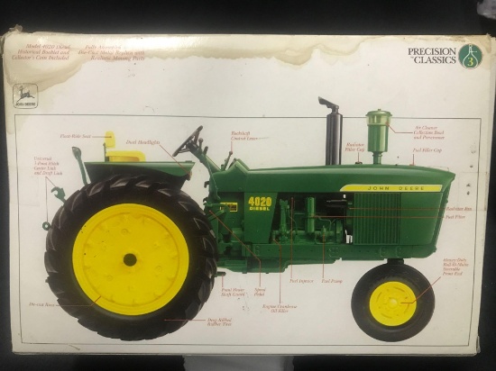 1/16 scale Ertl Precision Classics JD Model 4020 Diesel Tractor, NIB-Box has water damage