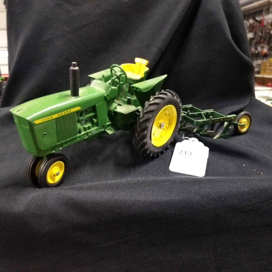 1/16 scale Ertl JD Tractor and 4-Bottom Plow