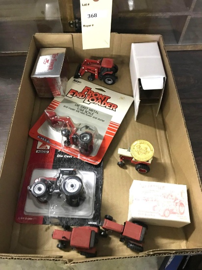 Assortment of 1/64 Scale Ertl Case I-H Tractors and Machinery