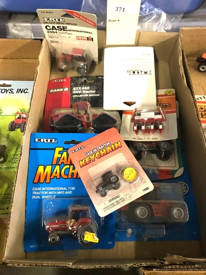 Assortment of 1/64 Scale Ertl Case I-H Tractors and Machinery