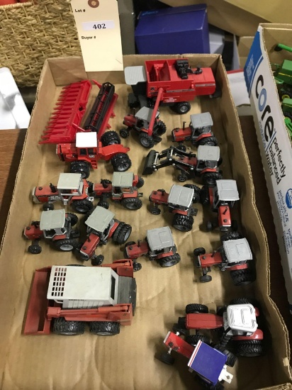 Assortment of 1/64 Scale Ertl MF Tractors and More