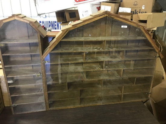 Barn Style Wooden Display Cabinets with Plexiglass Doors 47'' W x 32'' T - NO SHIPPING AVAILABLE!