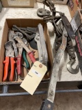 Heavy duty come-along, antique...smoothwire/barbwire stretcher, tin snips, suction cups.