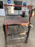 4 wheel caster rolling work table, adjustable width and length, attachments for fender painting, (