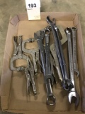Assortment of Combination Wrenches and Welding Clamps