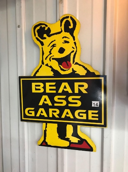 Bear Ass Garage Single Sided Sign 17''W x 25''T