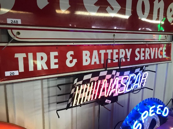 Metal Tire and Battery Service Sign 65''W x 9.5'' T. NO SHIPPING AVAILABLE!