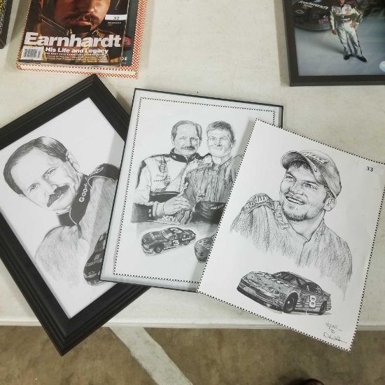 Collection of Dale Earnhardt and Jr. Drawings