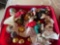 4 Sterilite containers full of Christmas bulbs, ornaments, figurines, decorations.